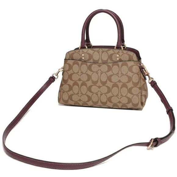 COACH Boysenberry Khaki Mini Lillie Carryall Gold Accents Feet NWT - Picture 9 of 10